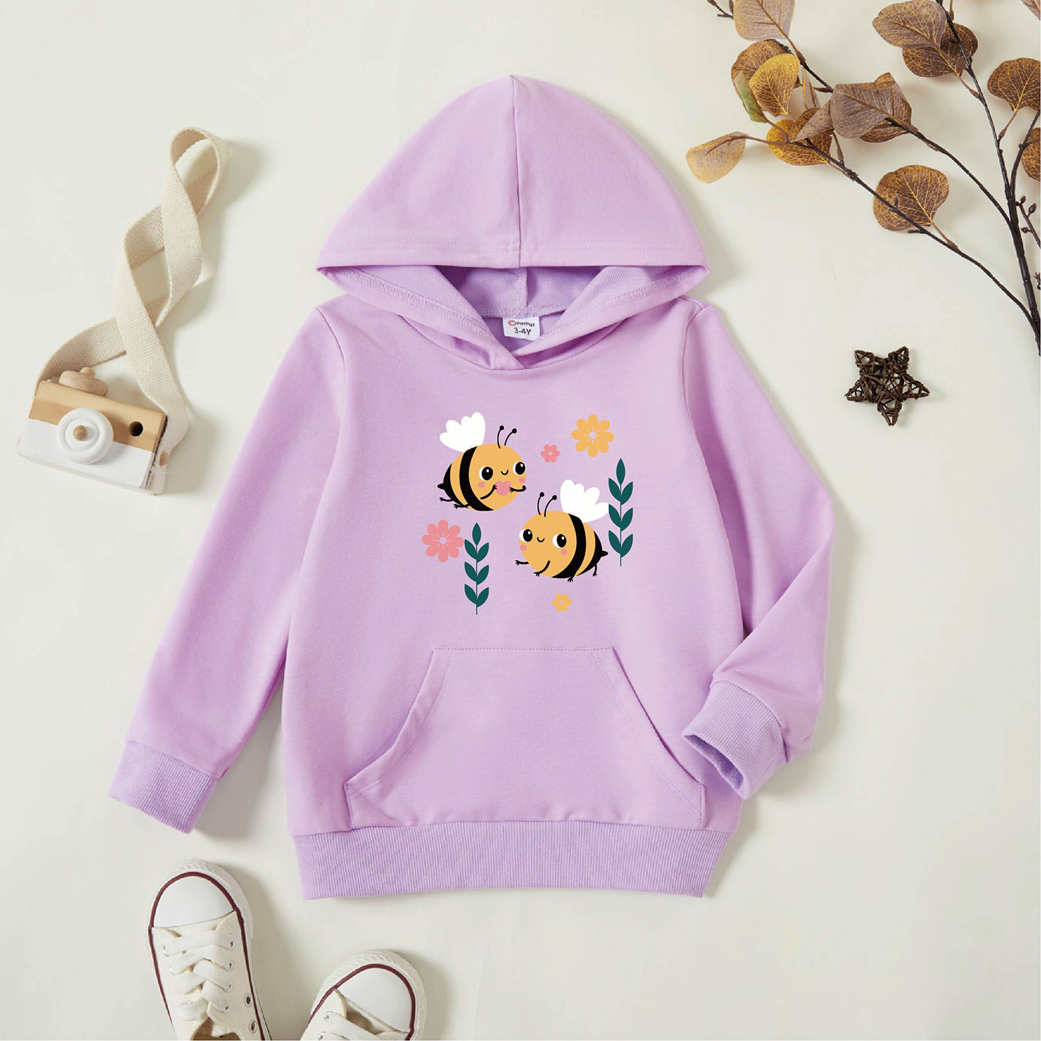 

Toddler Graphic Lavender Purple Long-sleeve Hooded Pullover