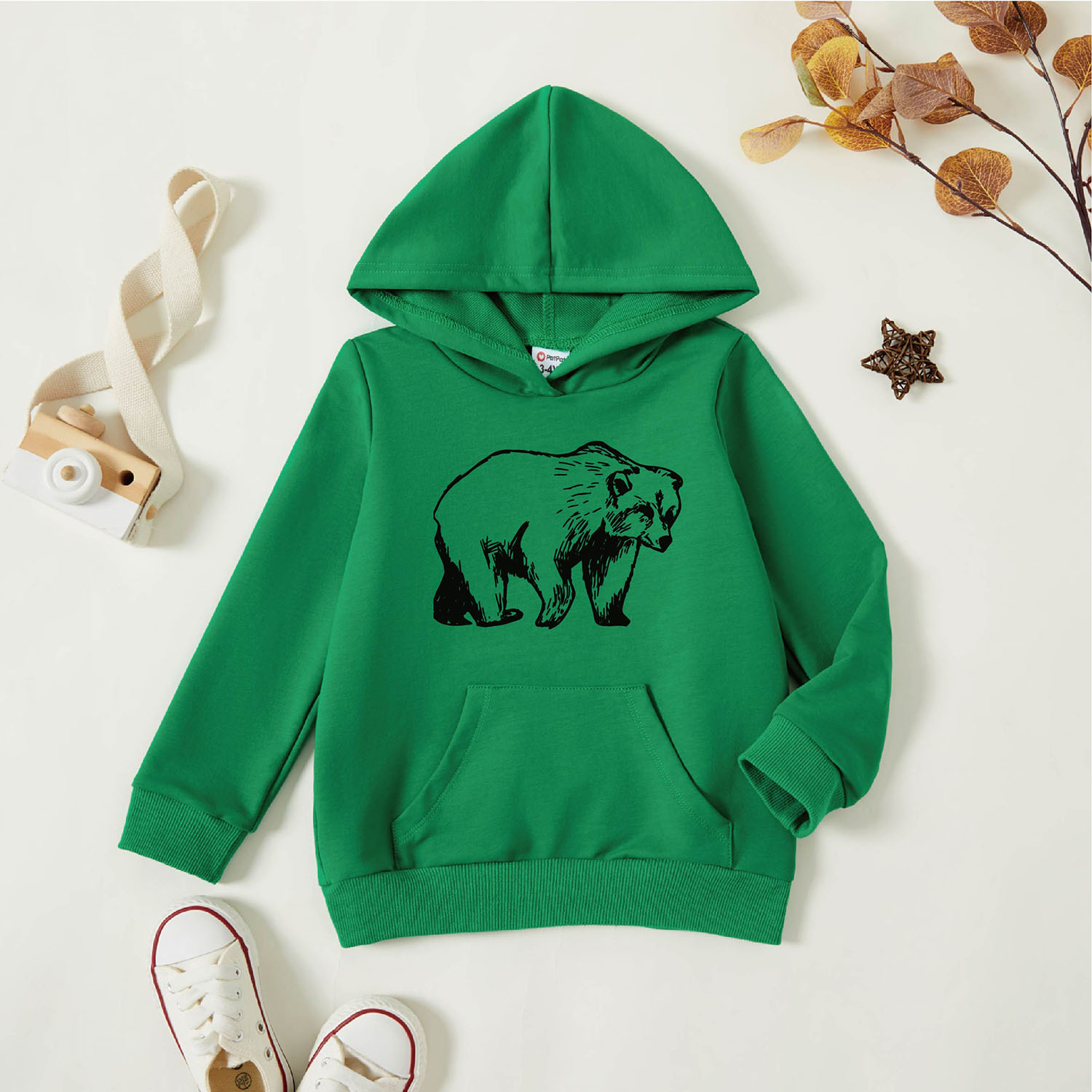 

Toddler Graphic Green Long-sleeve Hooded Pullover