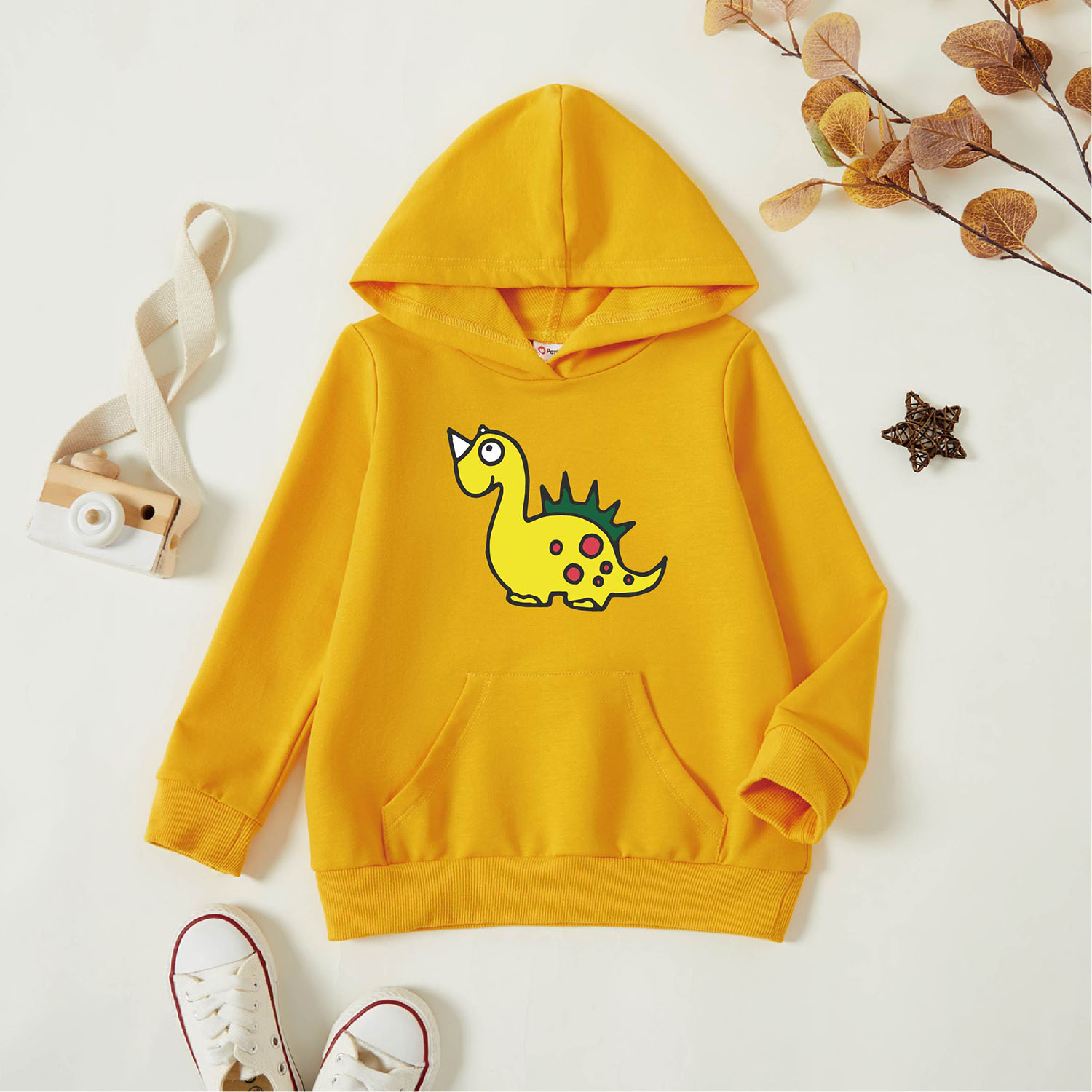 

Toddler Graphic Dinosaur Print Long-sleeve Hooded Pullover