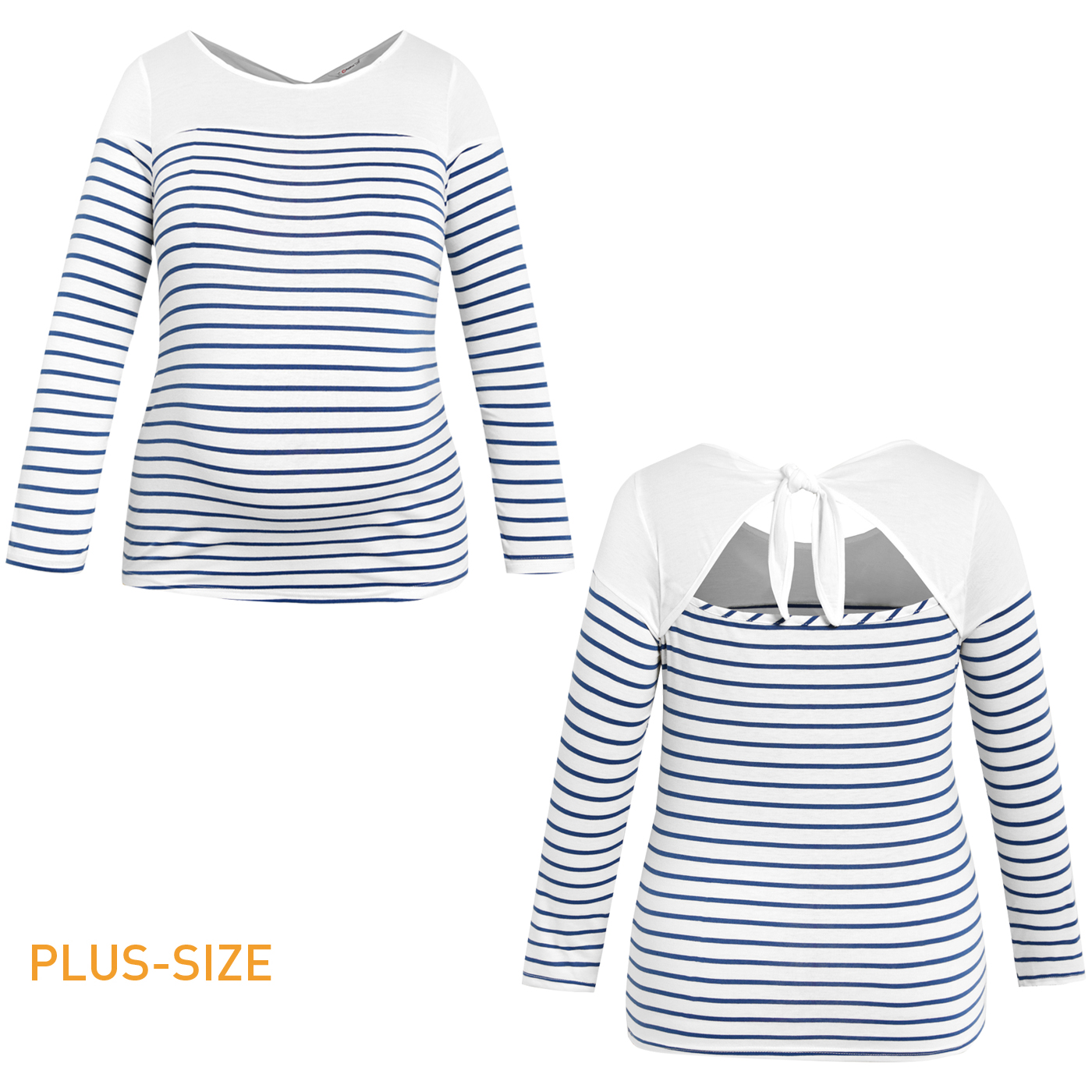 

Maternity Stripe Print Hollow Out Design Long-sleeve T-shirt