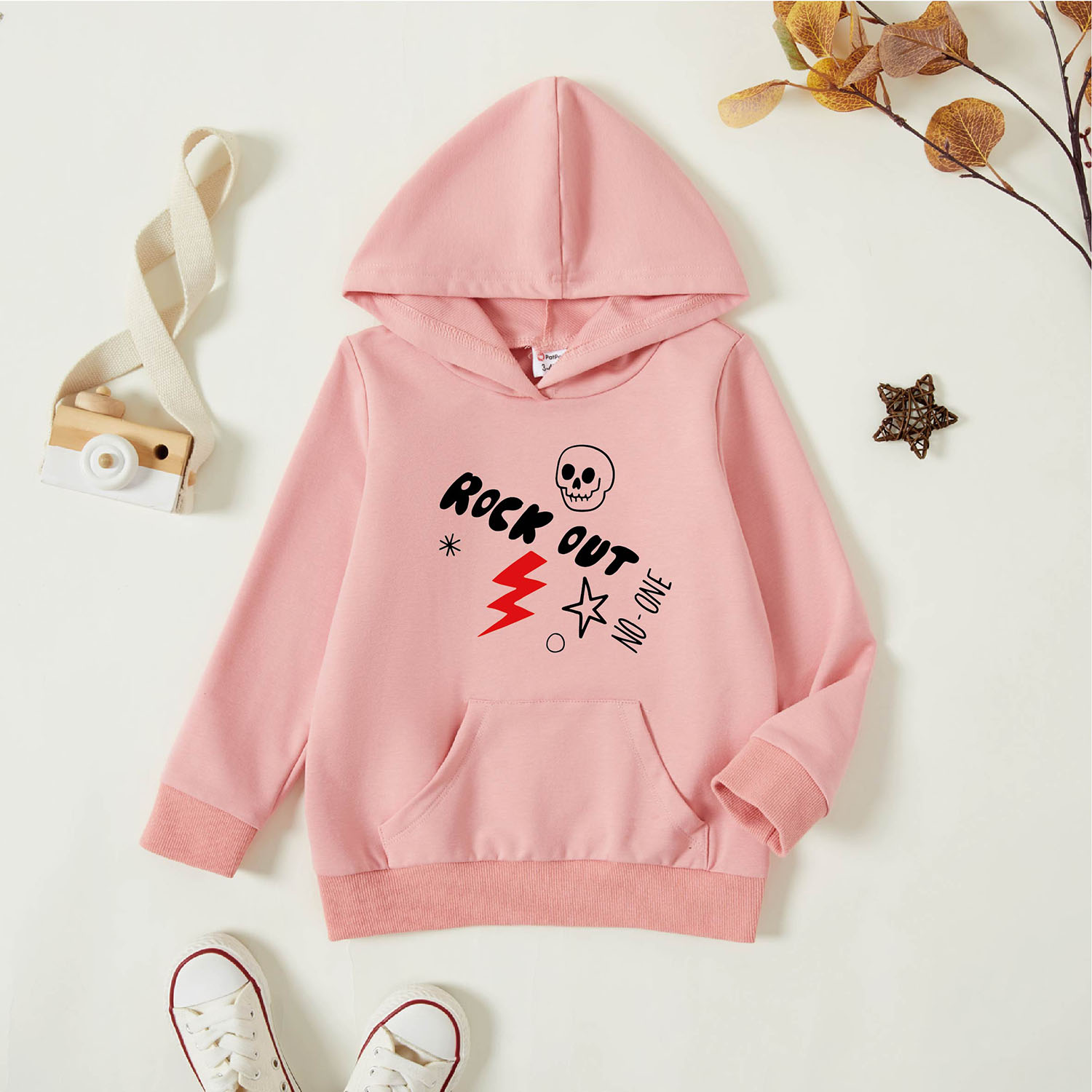 

Toddler Graphic Pink Long-sleeve Hooded Pullover