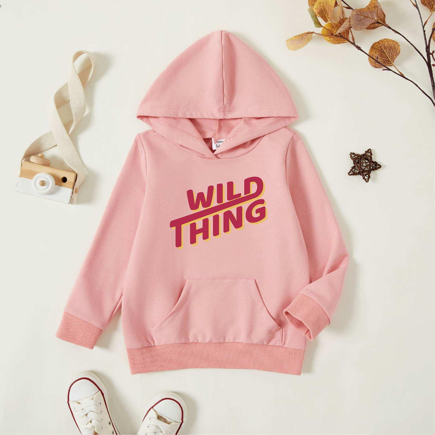 

Toddler Graphic Pink Long-sleeve Hooded Pullover