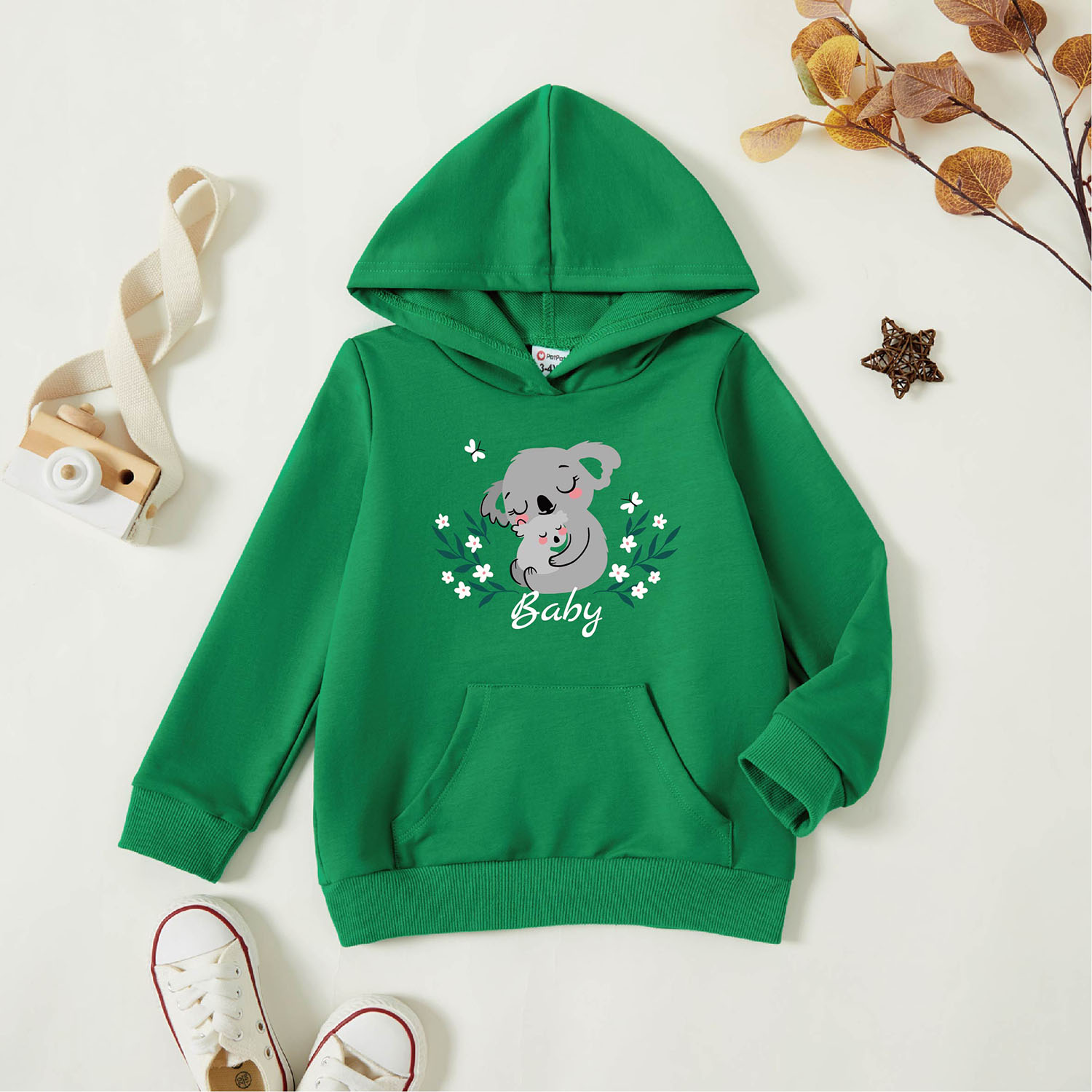 

Toddler Graphic Green Long-sleeve Hooded Pullover
