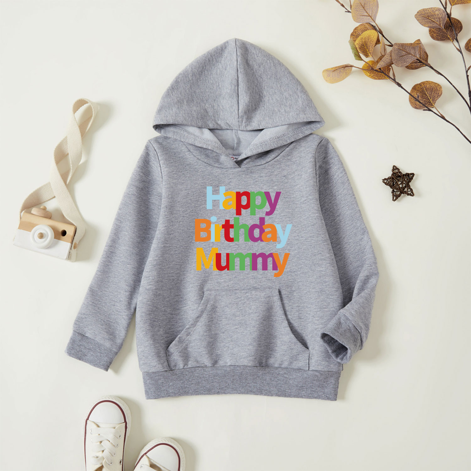 

Toddler Graphic Light gray Long-sleeve Hooded Pullover