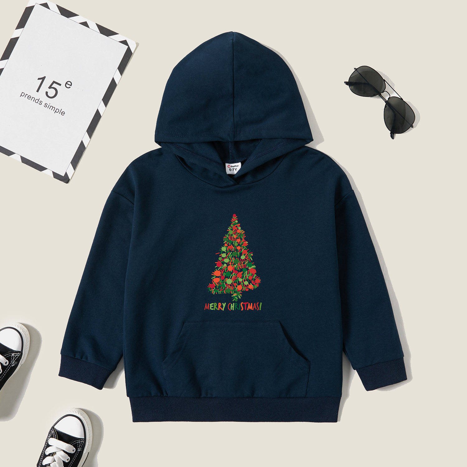 

Kids Graphic Dark Blue Long-sleeve Hooded Pullover