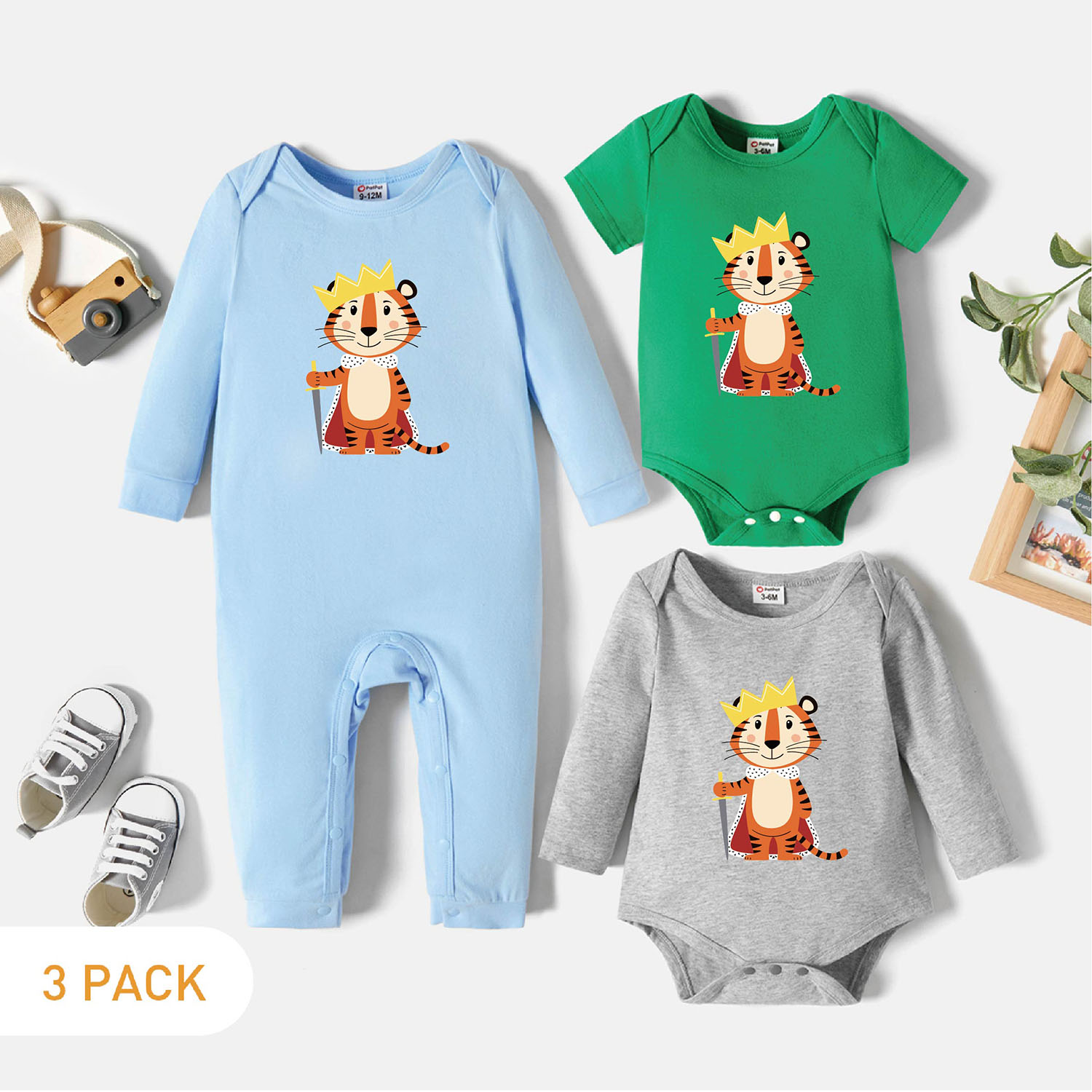 

3-Pack Baby Graphic Romper and Jumpsuit Set