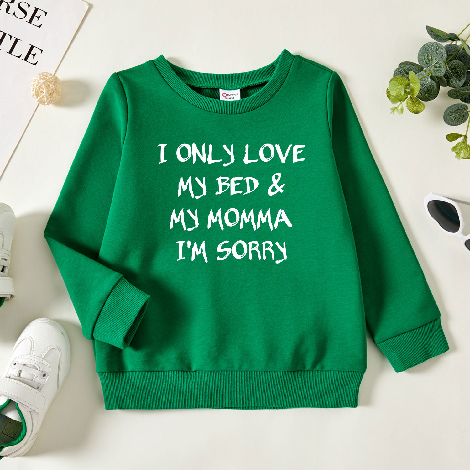

Toddler Graphic Letter Print Long-sleeve Pullover