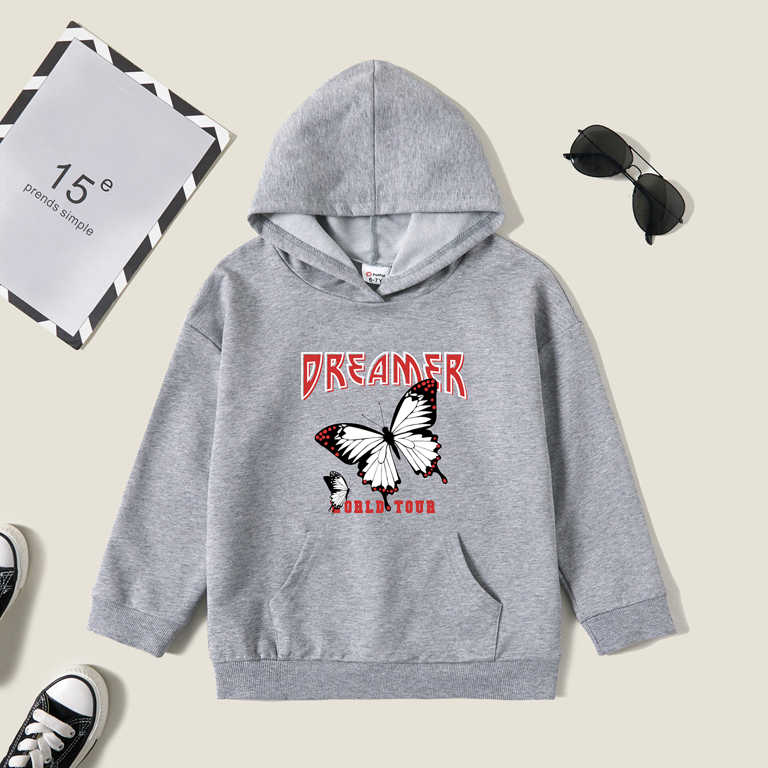

Kids Graphic Light gray Long-sleeve Hooded Pullover