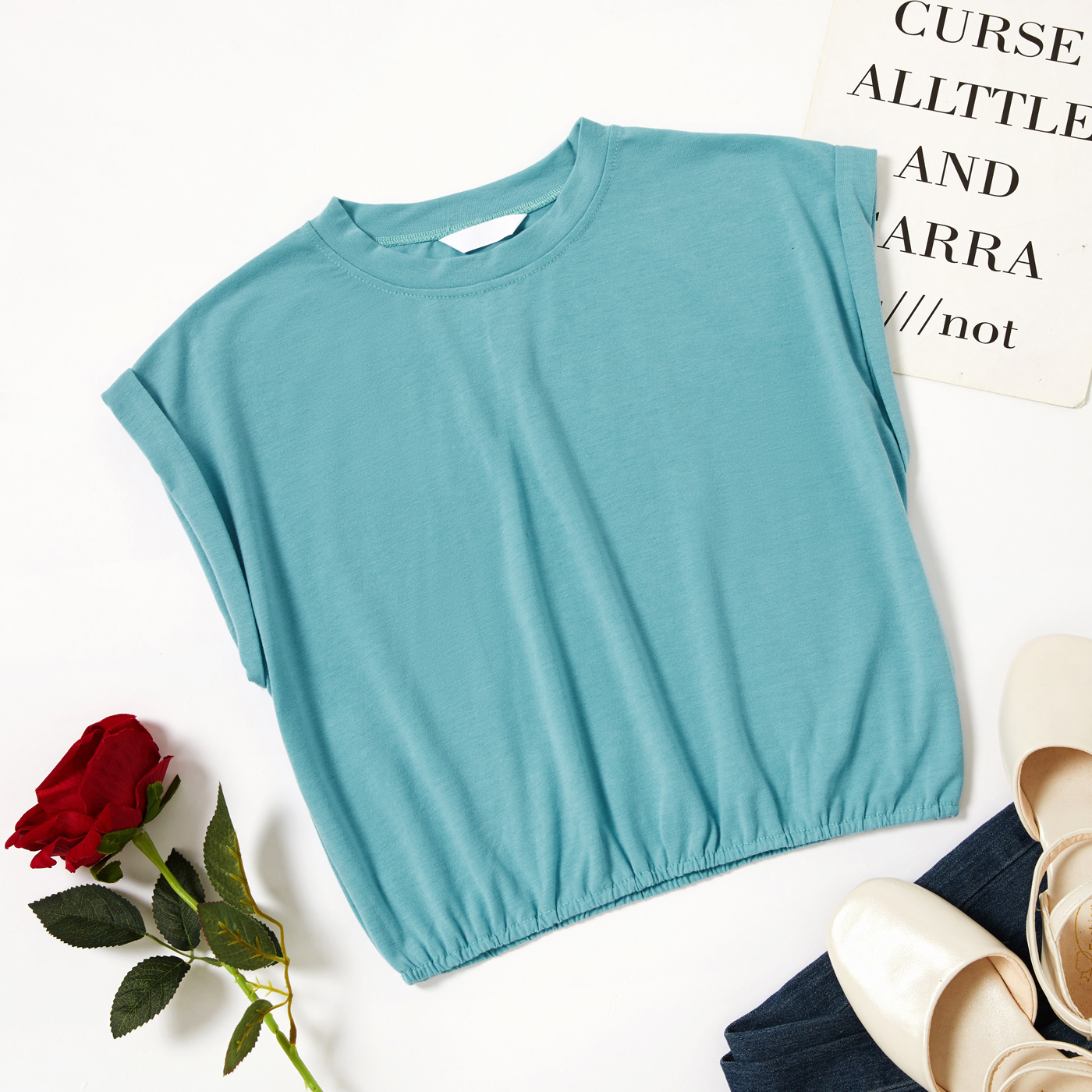 

Solid Round Collar Short-sleeve T-shirt