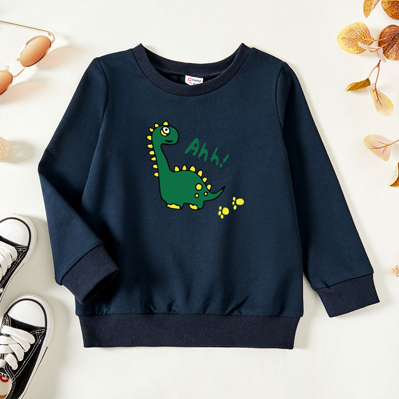 

Toddler Graphic Dinosaur and Letter Print Long-sleeve Pullover