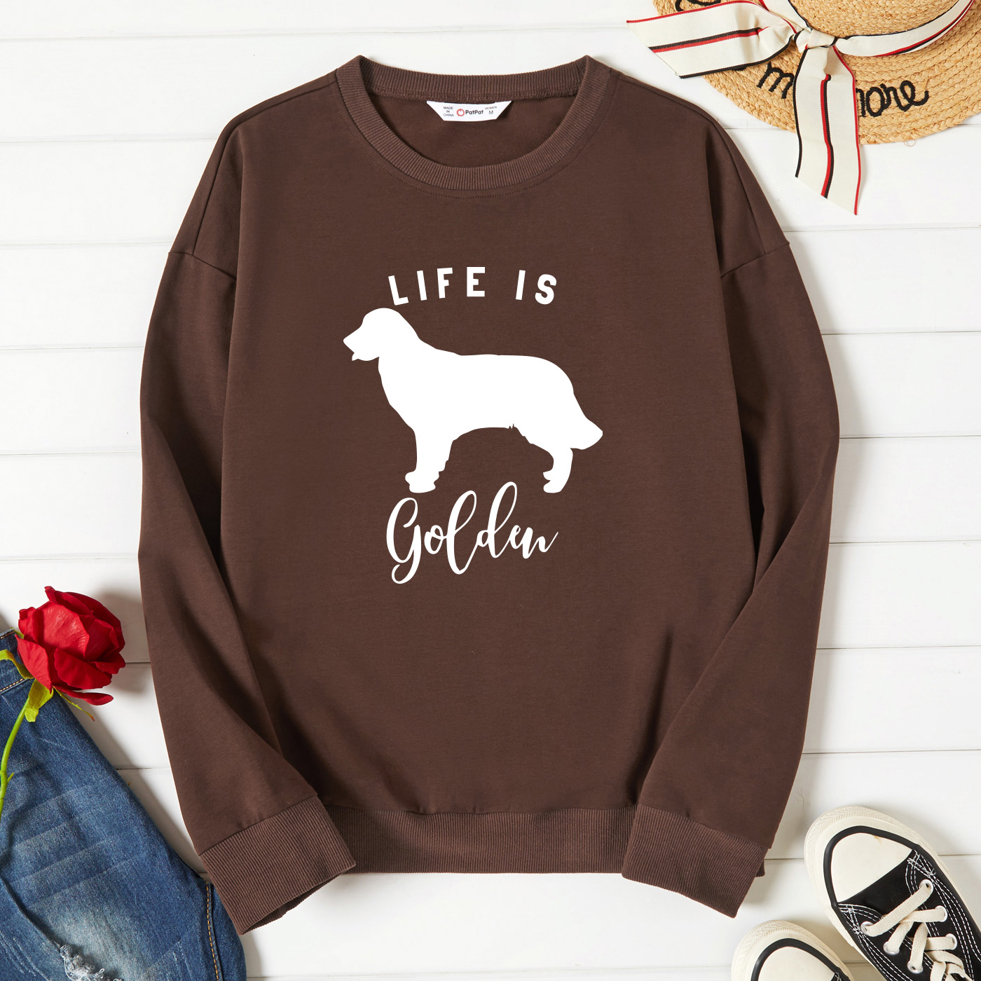 

Graphic Brown Long-sleeve Pullover For Women