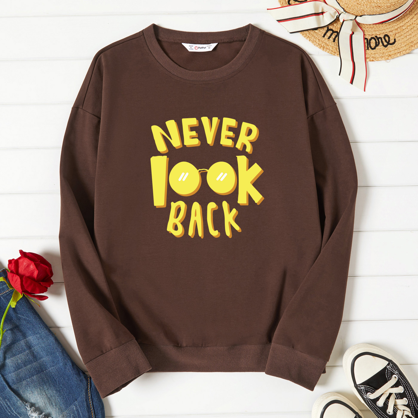 

Graphic Brown Long-sleeve Pullover For Women