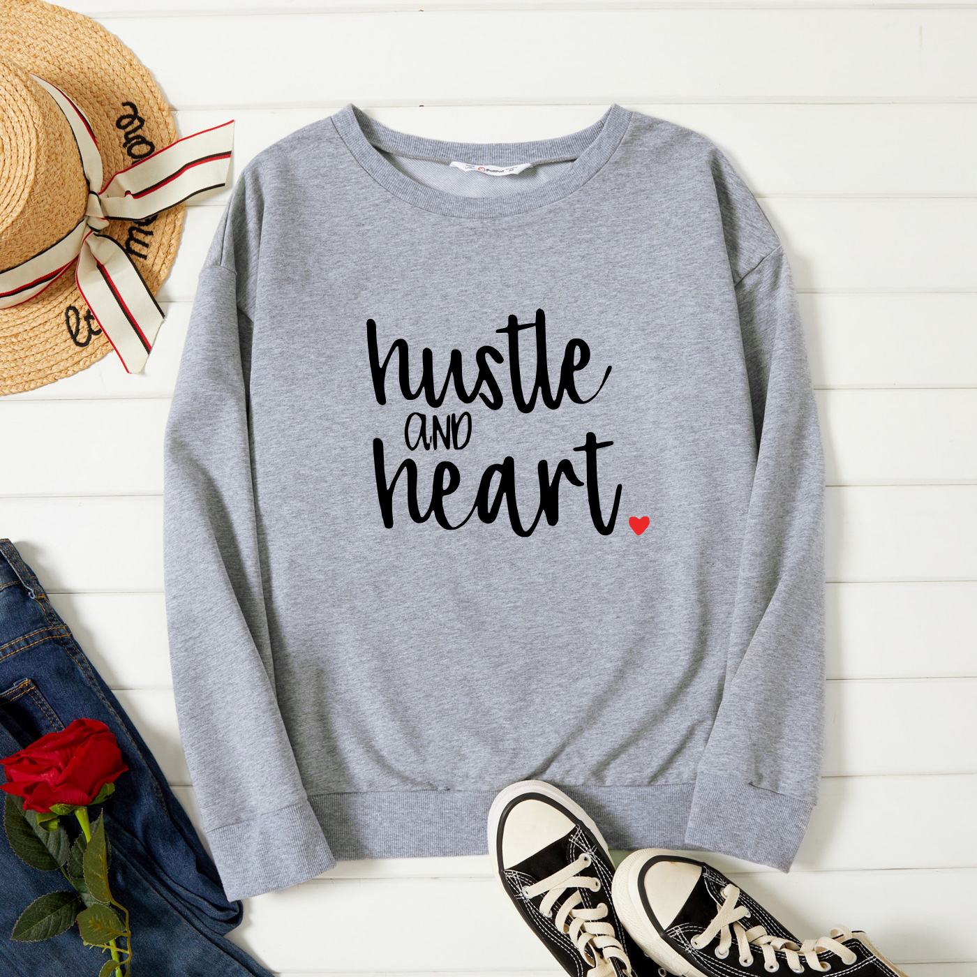 

Graphic Light gray Long-sleeve Pullover For Women