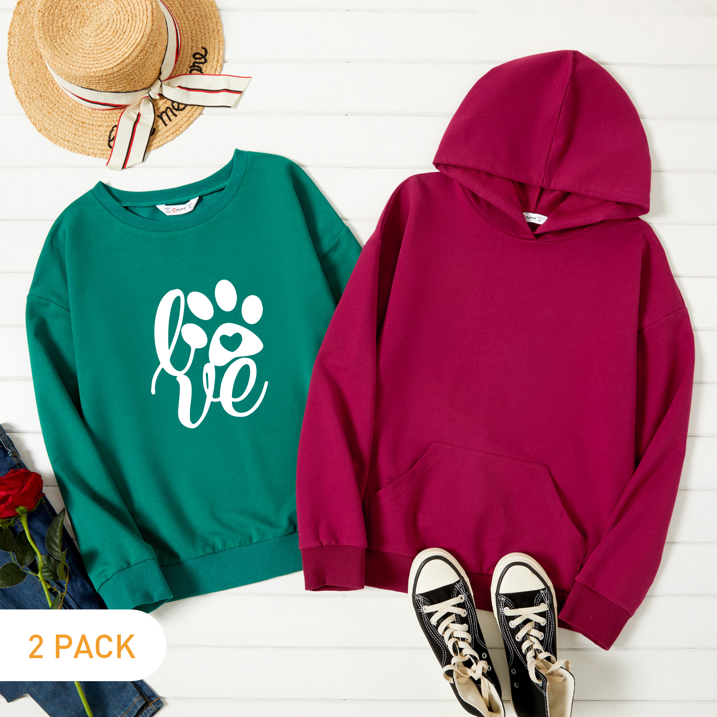 

2-Pack Graphic Long-sleeve Pullover For Women