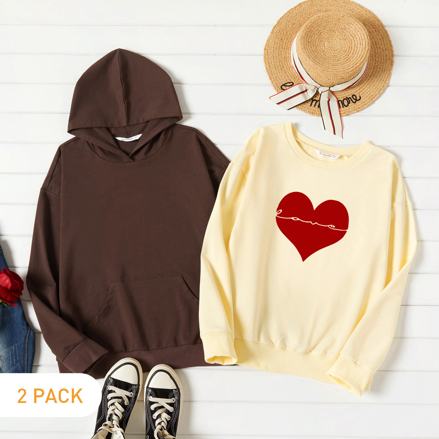 

2-Pack Graphic Long-sleeve Pullover For Women