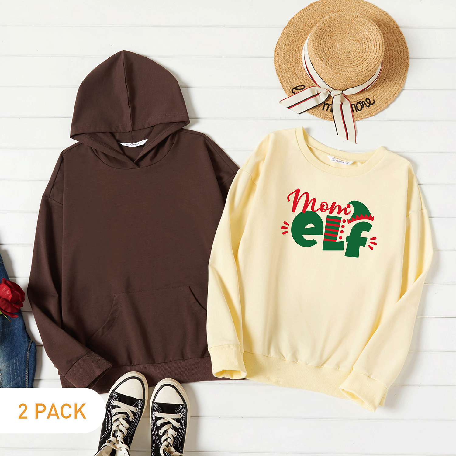 

2-Pack Graphic Long-sleeve Pullover For Women