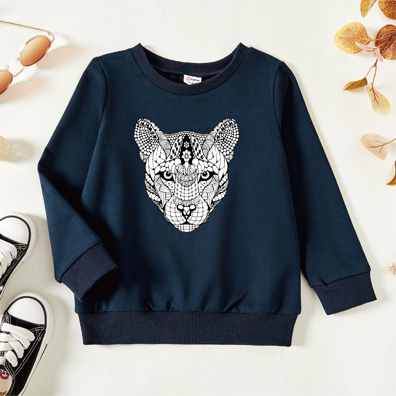 

Toddler Boy Graphic Leopard Print Long-sleeve Pullover