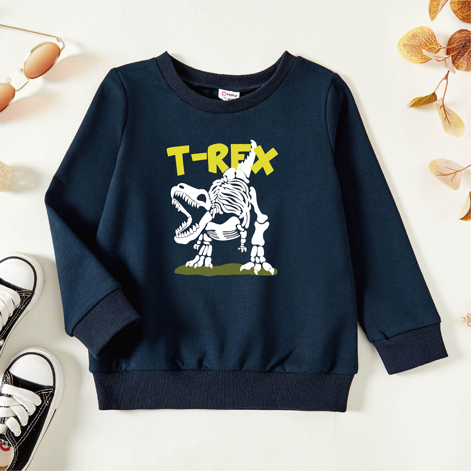

Toddler Boy Graphic Dinosaur and Letter Print Long-sleeve Pullover