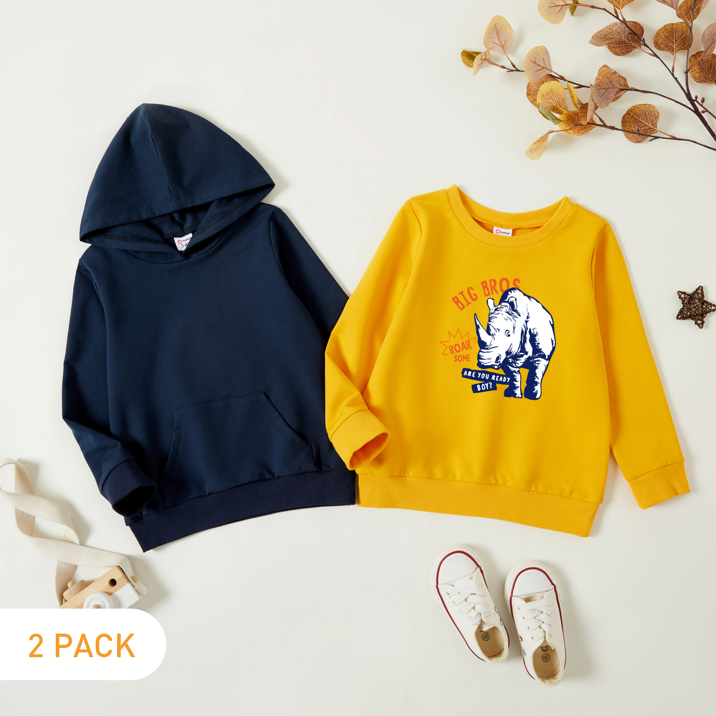 

2-Pack Toddler Graphic Long-sleeve Pullover