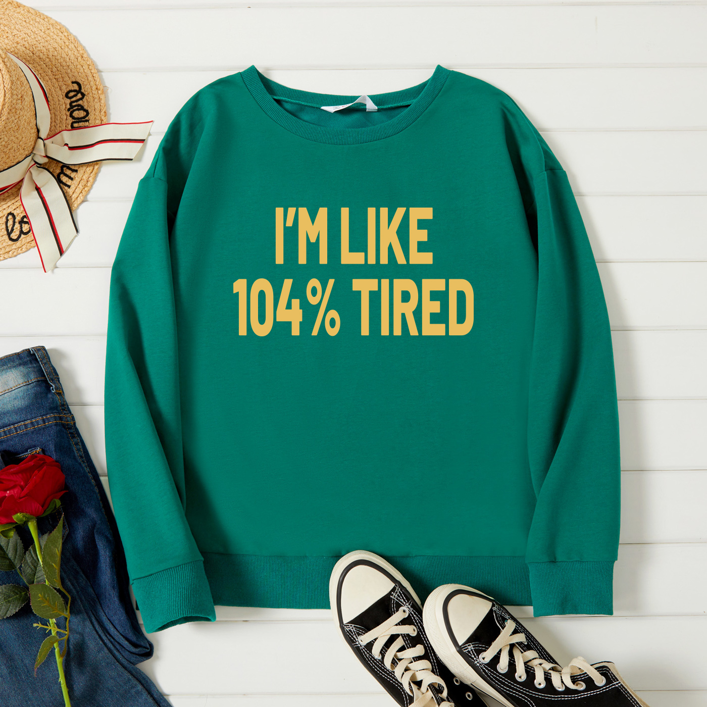 

Graphic Green Long-sleeve Pullover For Women