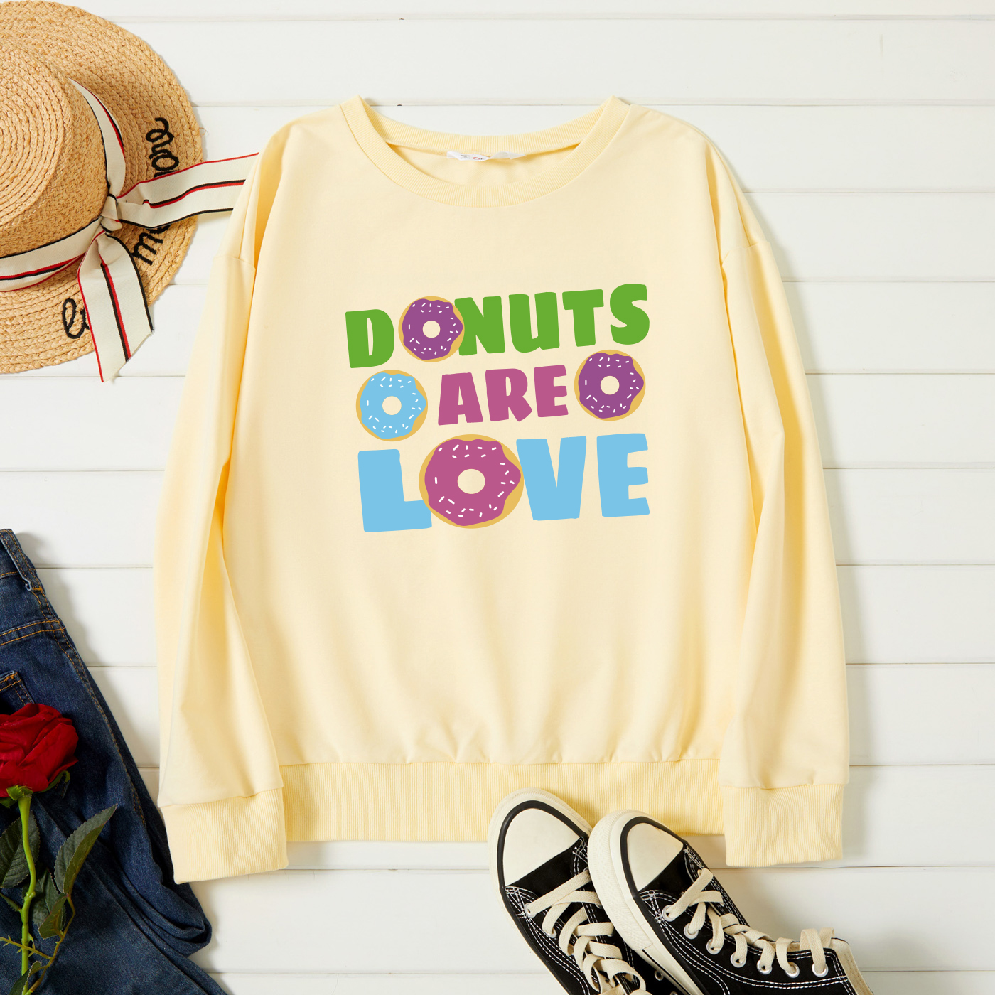 

Graphic Beige Long-sleeve Pullover For Women