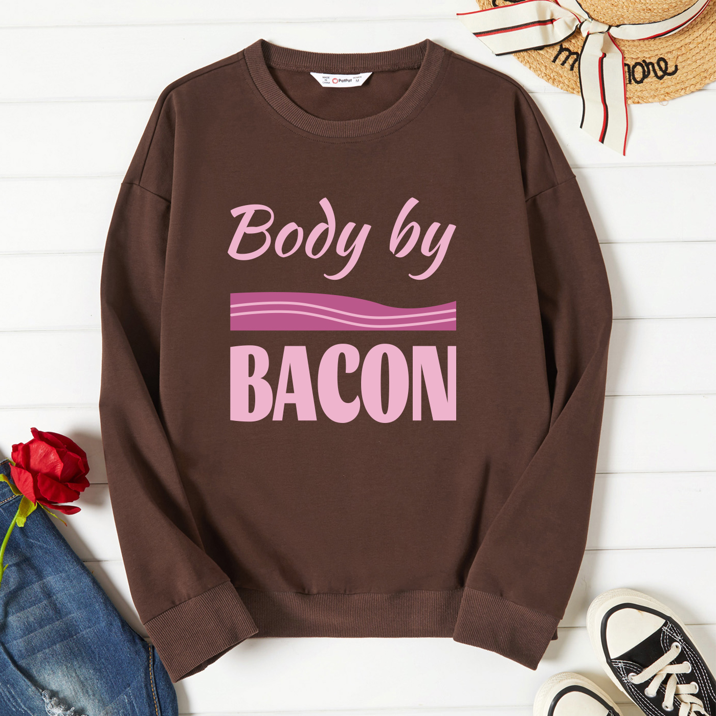 

Graphic Brown Long-sleeve Pullover For Women