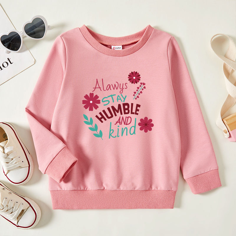 

Toddler Graphic Floral and Letter Print Long-sleeve Pullover
