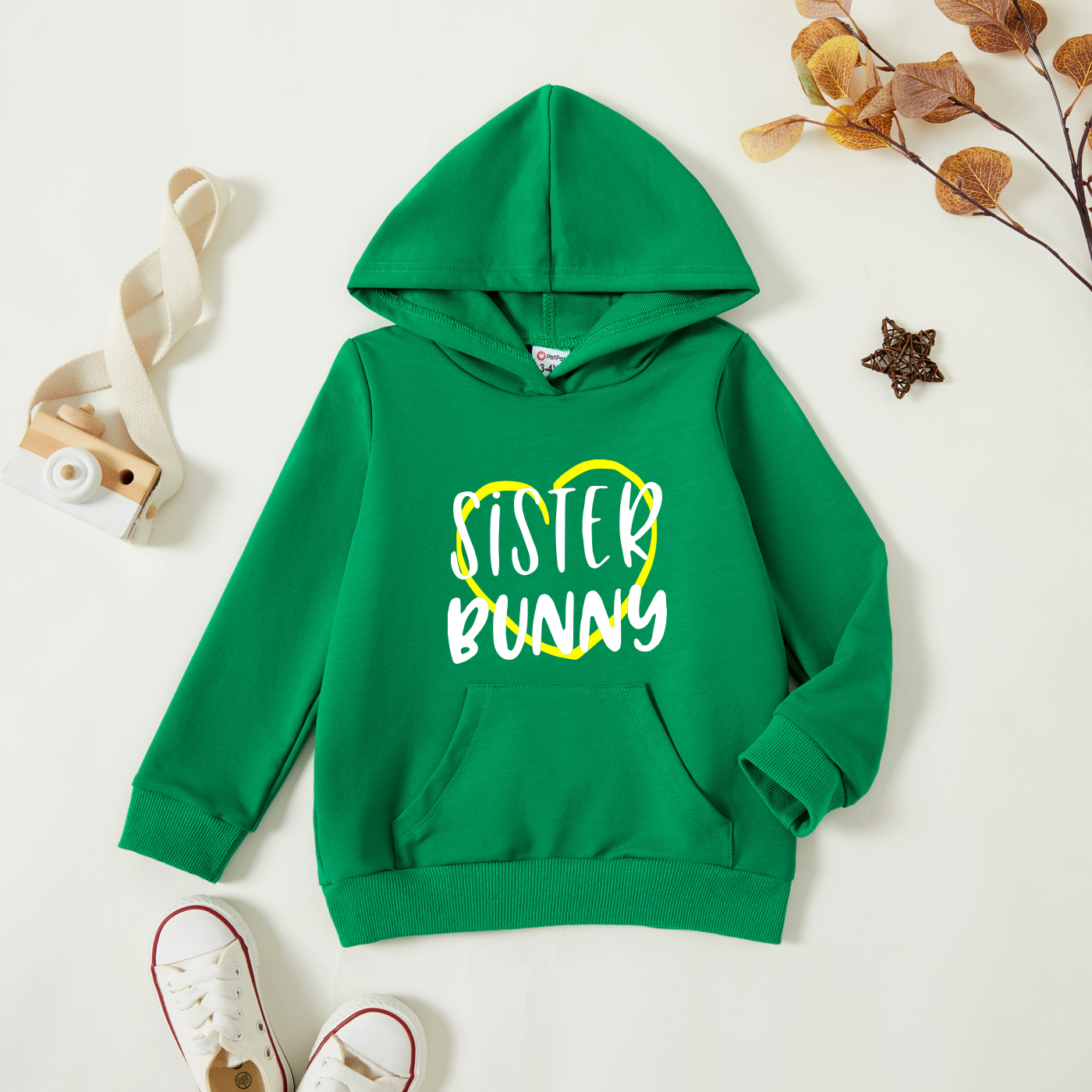 

Toddler Graphic Green Long-sleeve Hooded Pullover