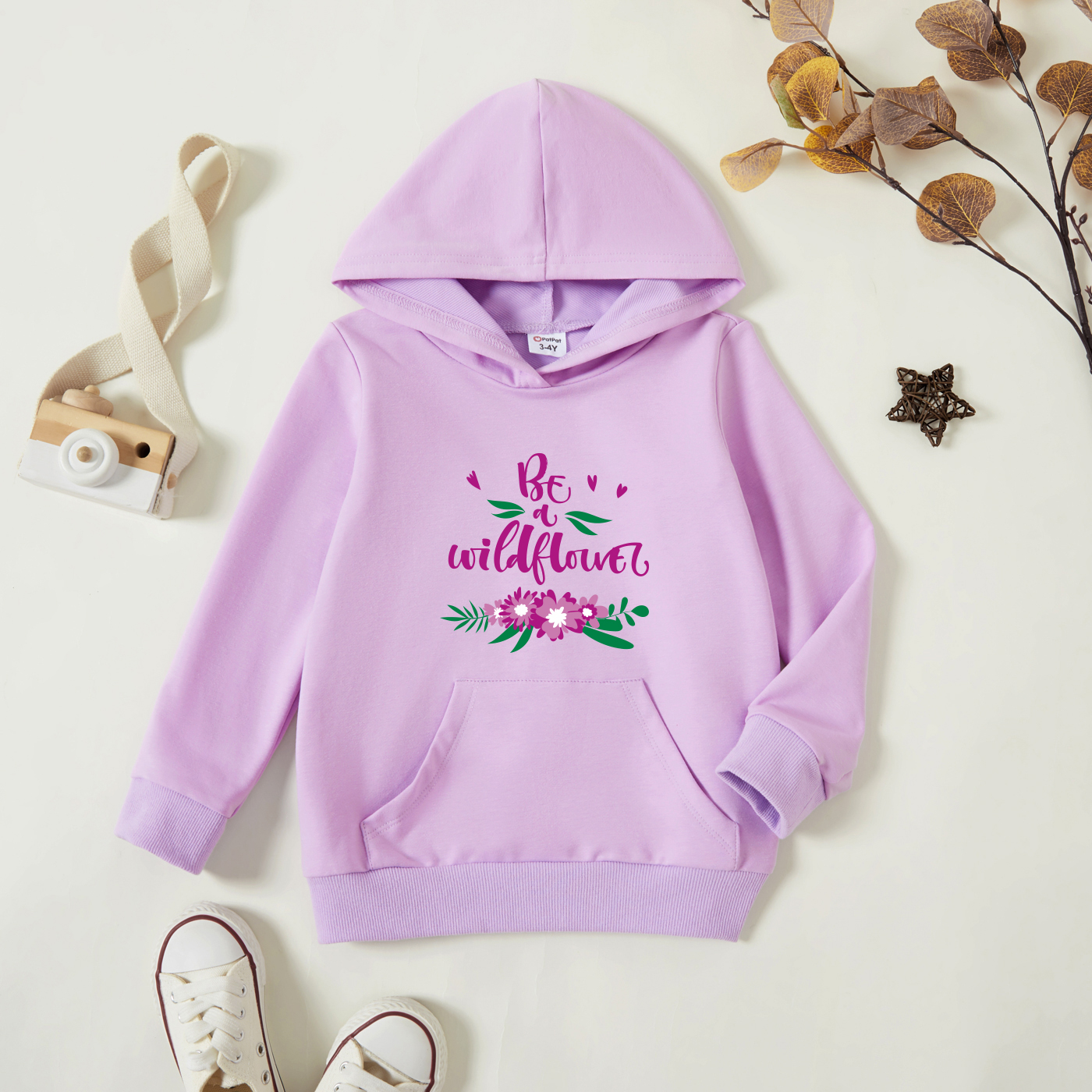 

Toddler Graphic Lavender Purple Long-sleeve Hooded Pullover