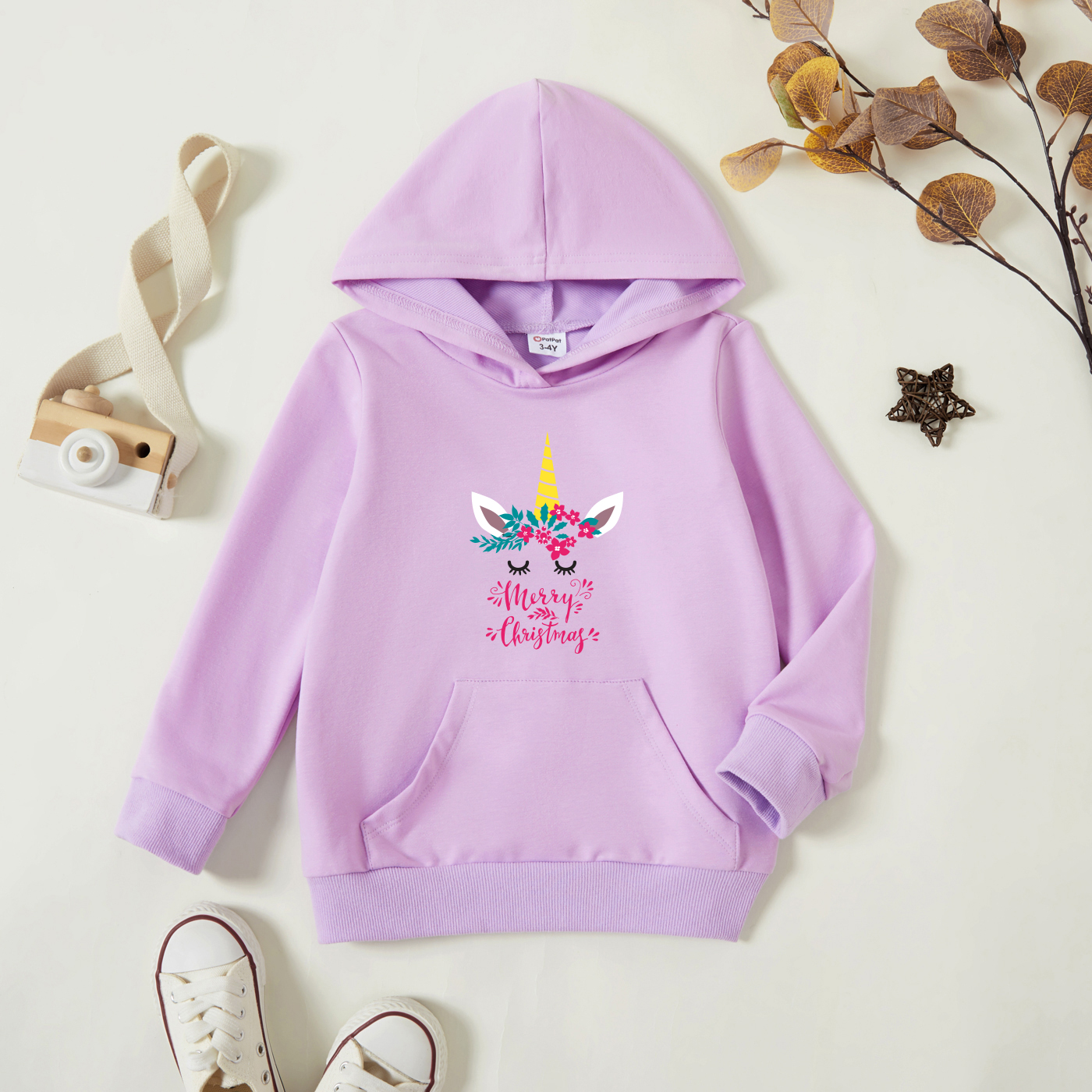 

Toddler Graphic Lavender Purple Long-sleeve Hooded Pullover