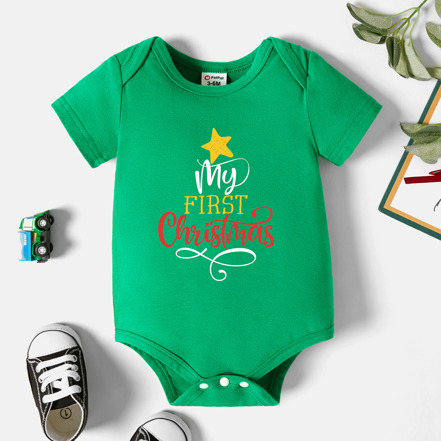 

Baby Graphic Green Short-sleeve Romper