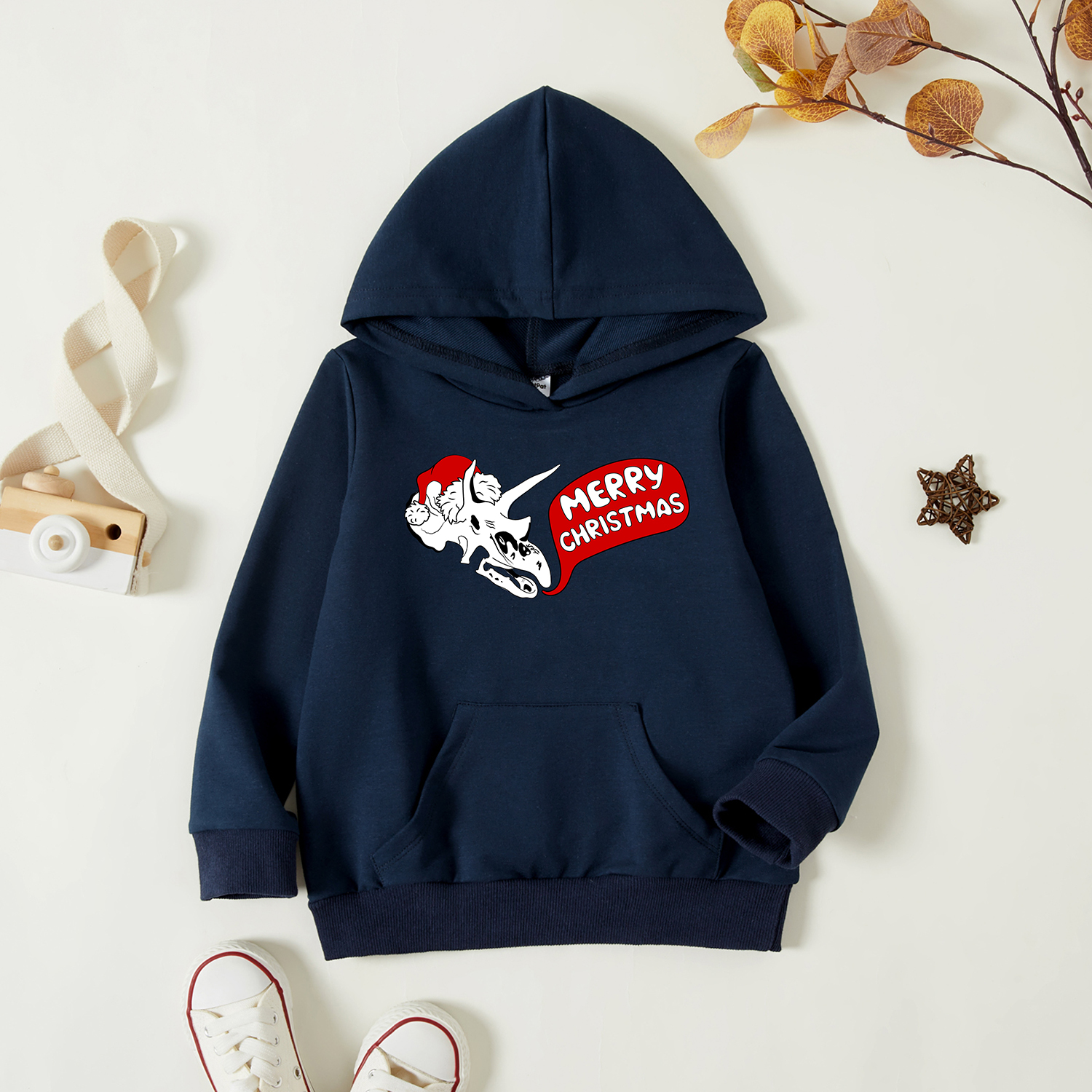 

Toddler Graphic Dark Blue Long-sleeve Hooded Pullover