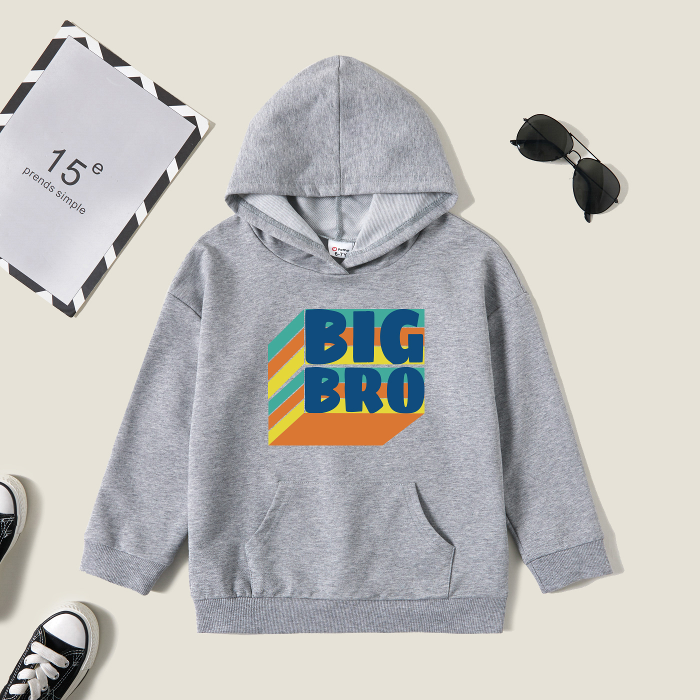 

Kid Boy Graphic Letter Print Long-sleeve Hooded Pullover