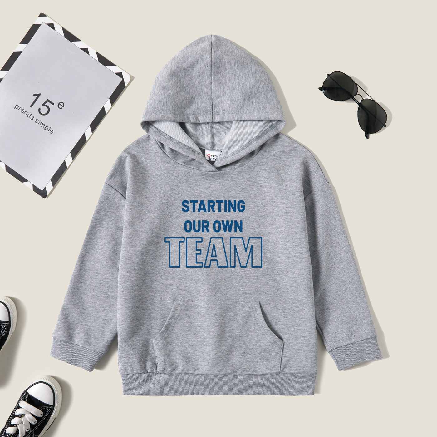 

Kids Graphic Light gray Long-sleeve Hooded Pullover