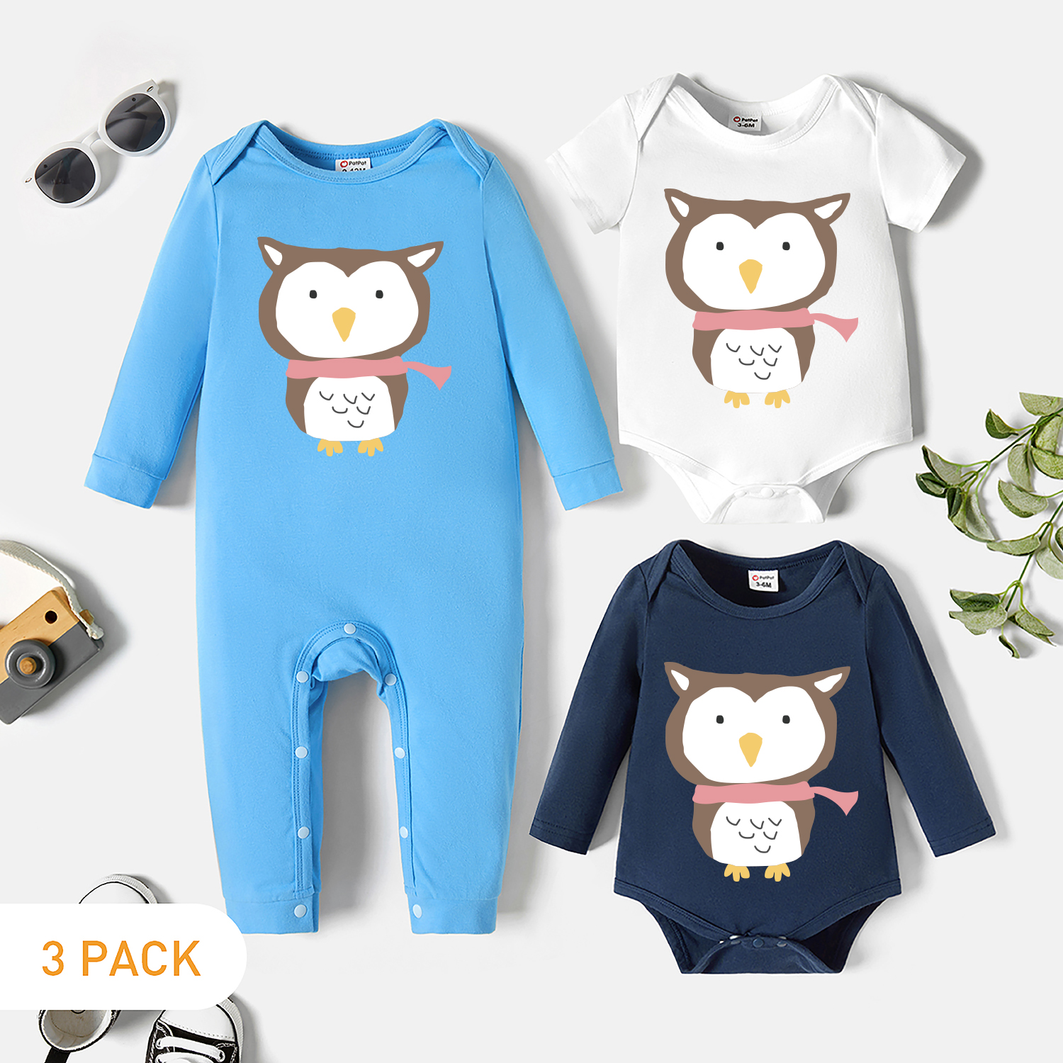 

3-Pack Baby Graphic Romper and Jumpsuit Set
