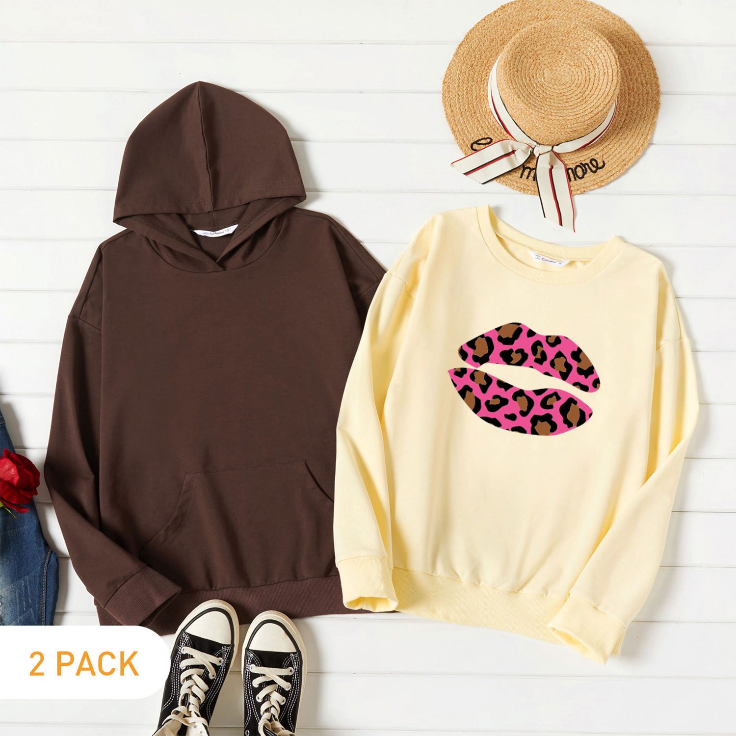 

2-Pack Graphic Long-sleeve Pullover For Women