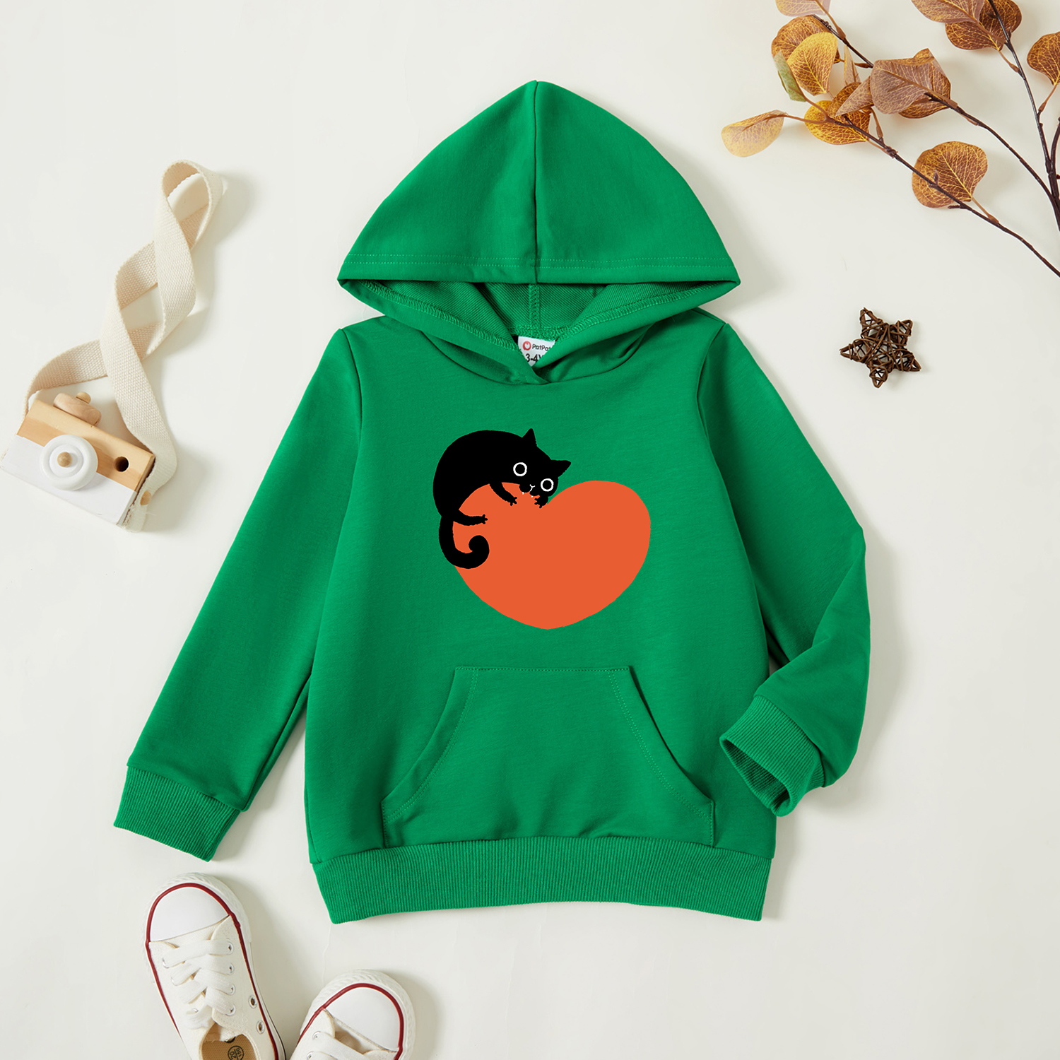

Toddler Graphic Green Long-sleeve Hooded Pullover