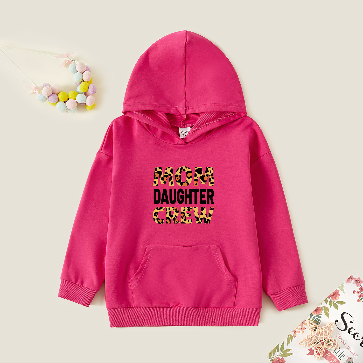 

Kid Boy Graphic Letter and Leopard Print Long-sleeve Hooded Pullover