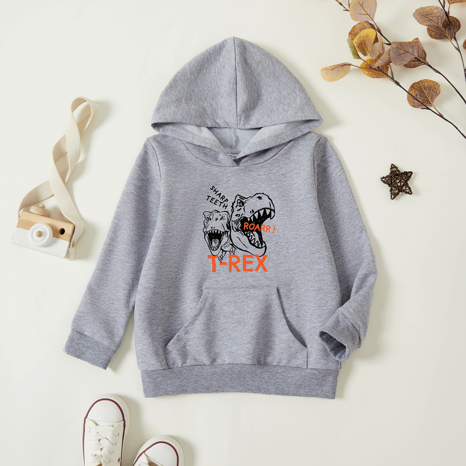 

Toddler Graphic Light gray Long-sleeve Hooded Pullover