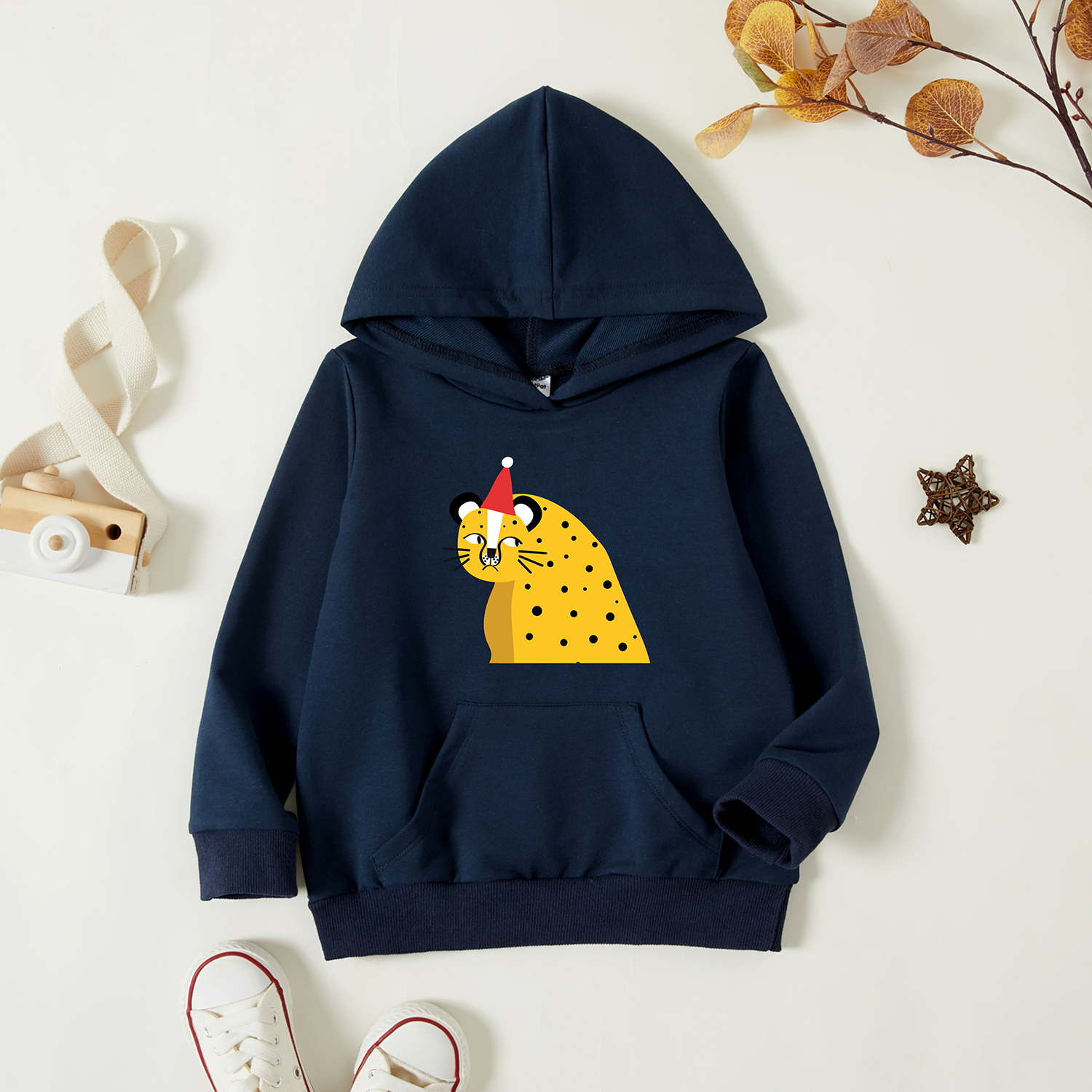 

Toddler Graphic Dark Blue Long-sleeve Hooded Pullover