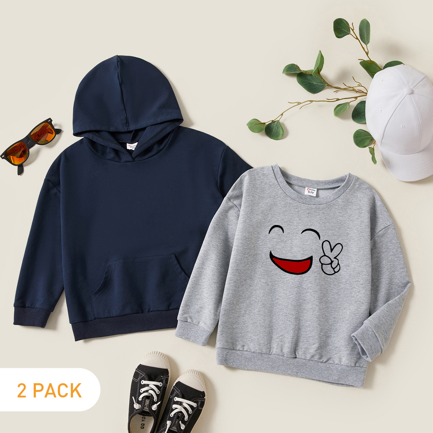 

2-Pack Kids Graphic Long-sleeve Pullover