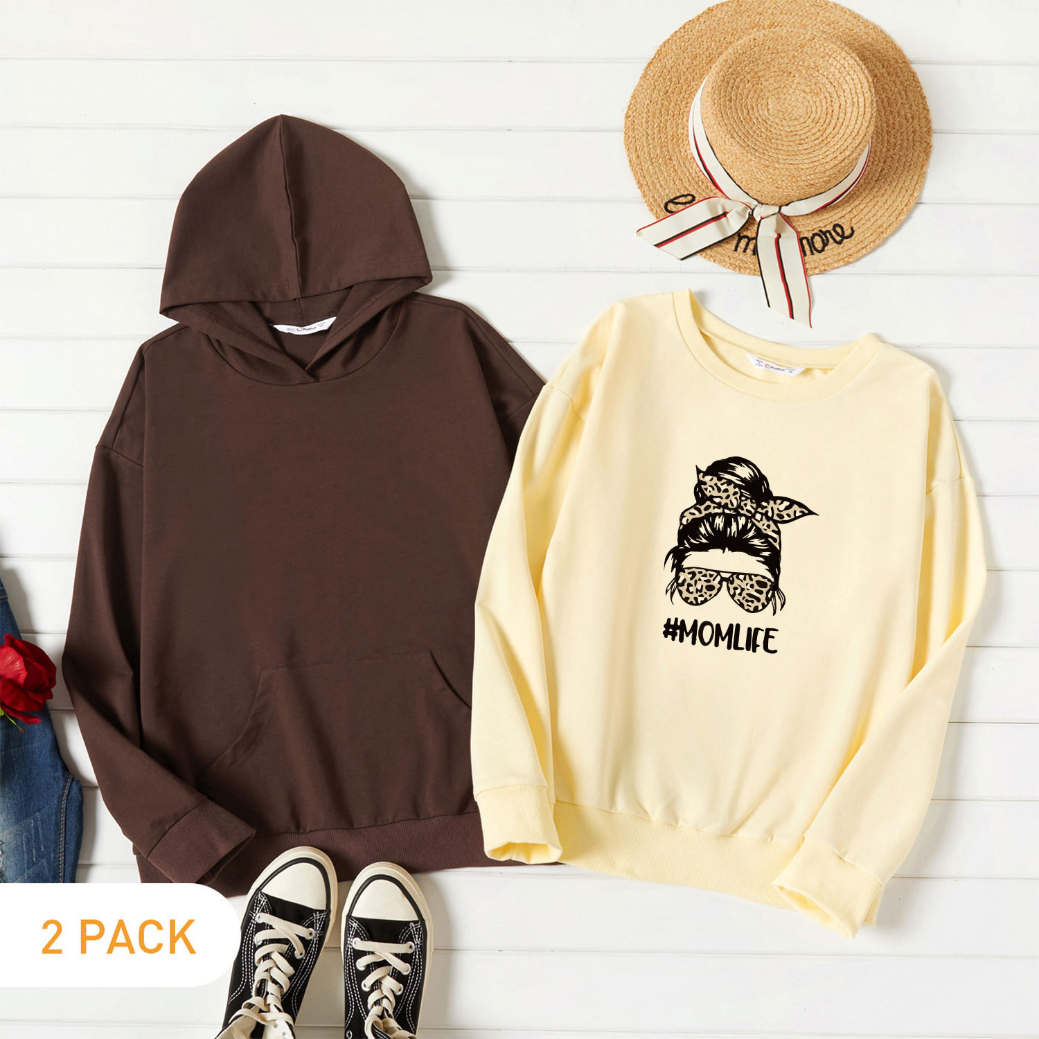 

2-Pack Graphic Long-sleeve Pullover For Women