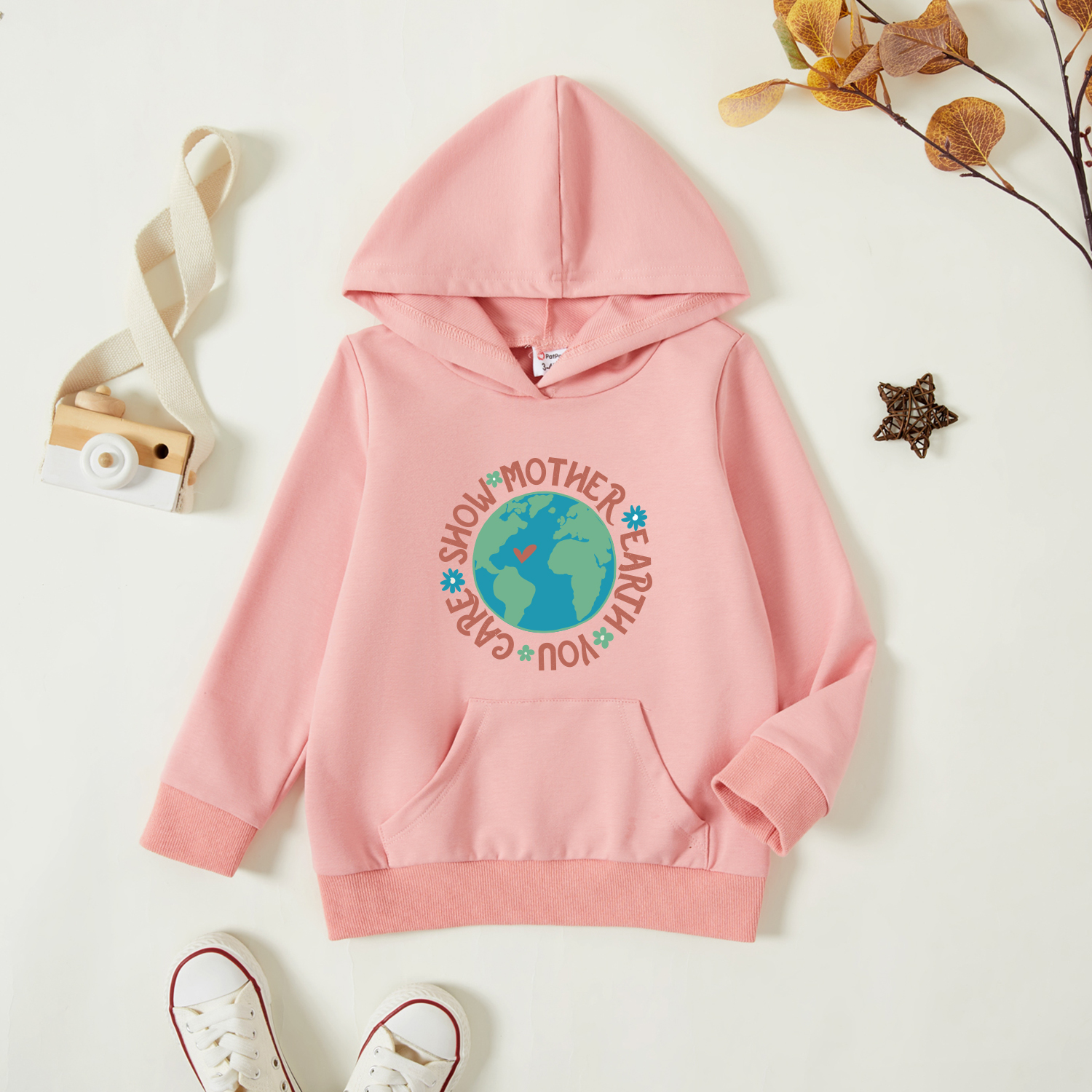 

Toddler Graphic Light gray Long-sleeve Hooded Pullover