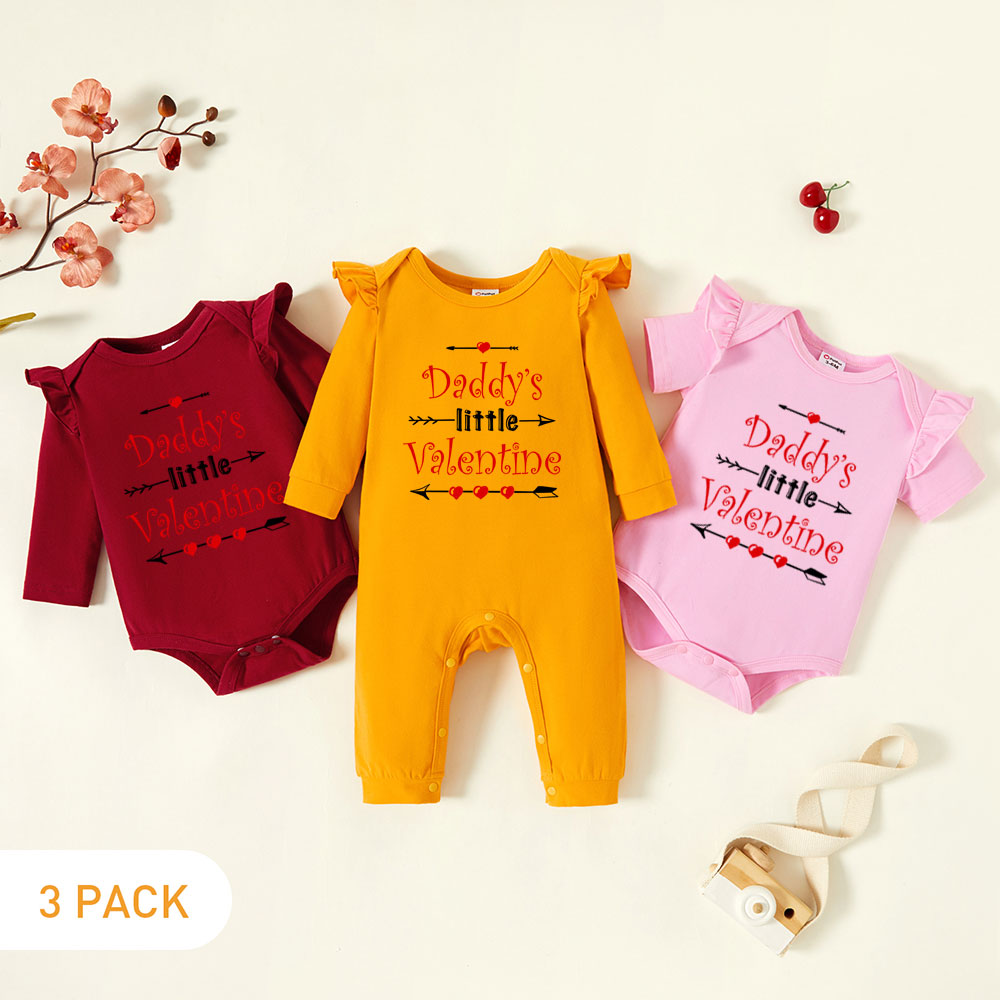

3-Pack Baby Graphic Flutter-sleeve Romper and Jumpsuit Set