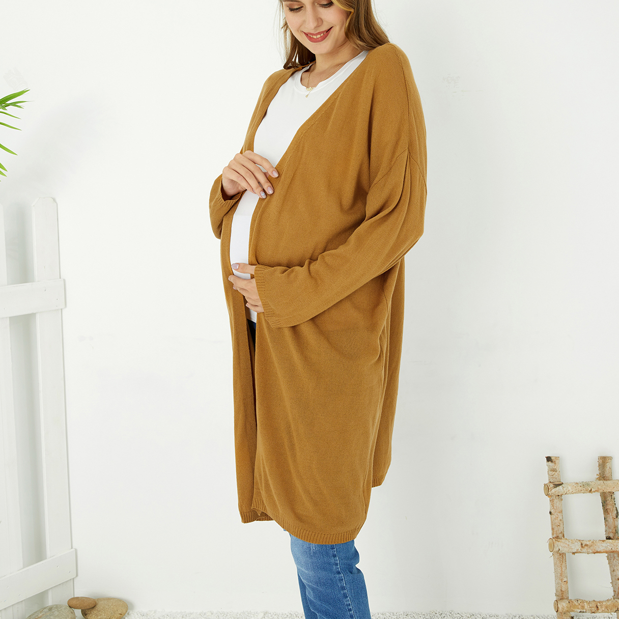 

Maternity Solid Color Long-sleeve Cardigan Coat