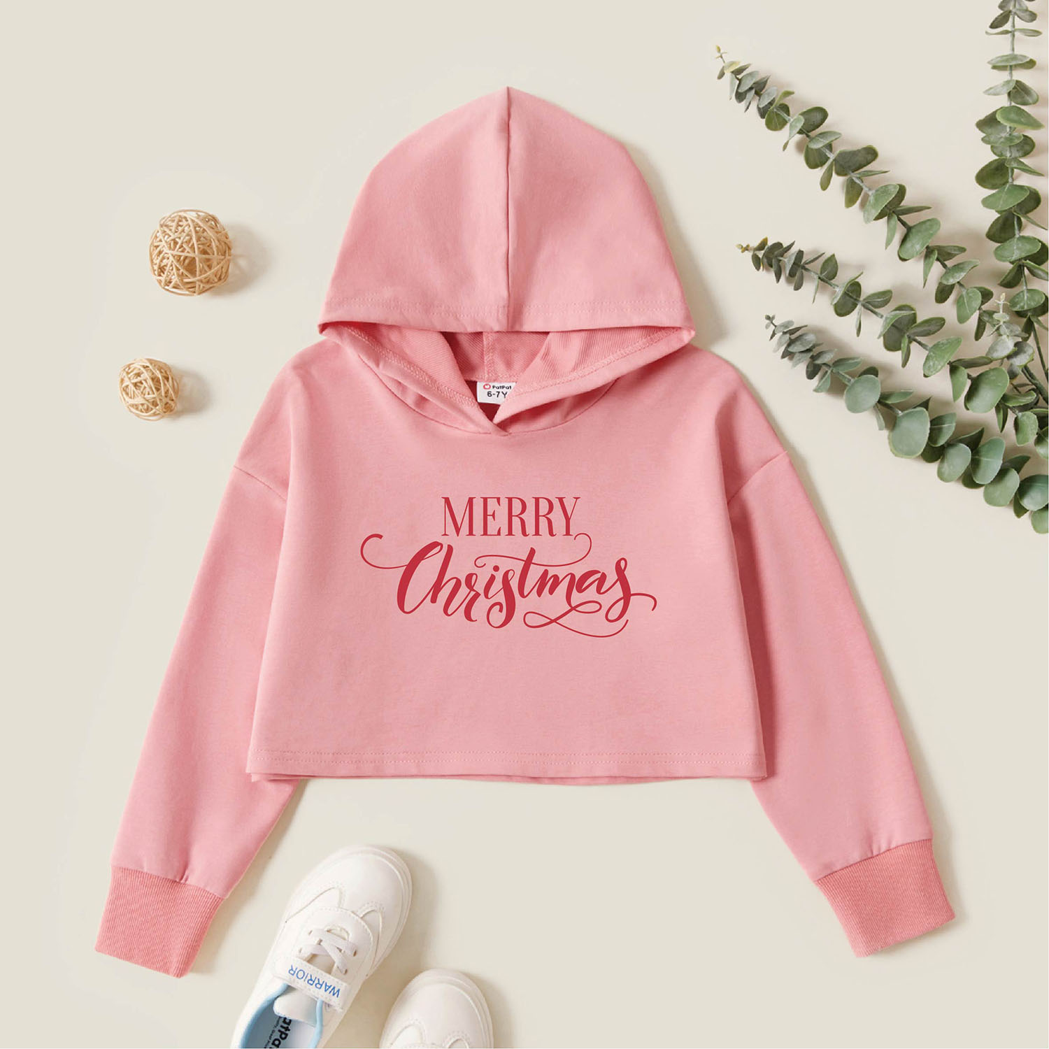 

Kids Graphic Pink Long-sleeve Hooded Pullover
