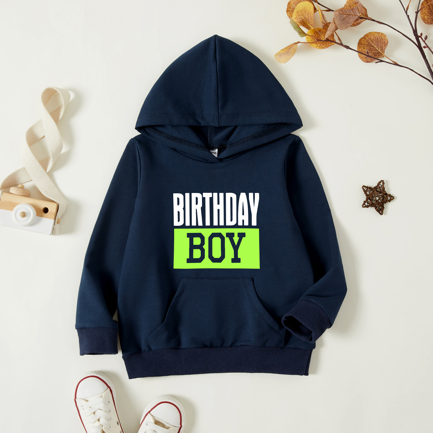 

Toddler Graphic Dark Blue Long-sleeve Hooded Pullover
