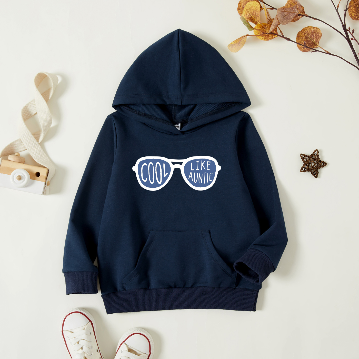 

Toddler Graphic Dark Blue Long-sleeve Hooded Pullover
