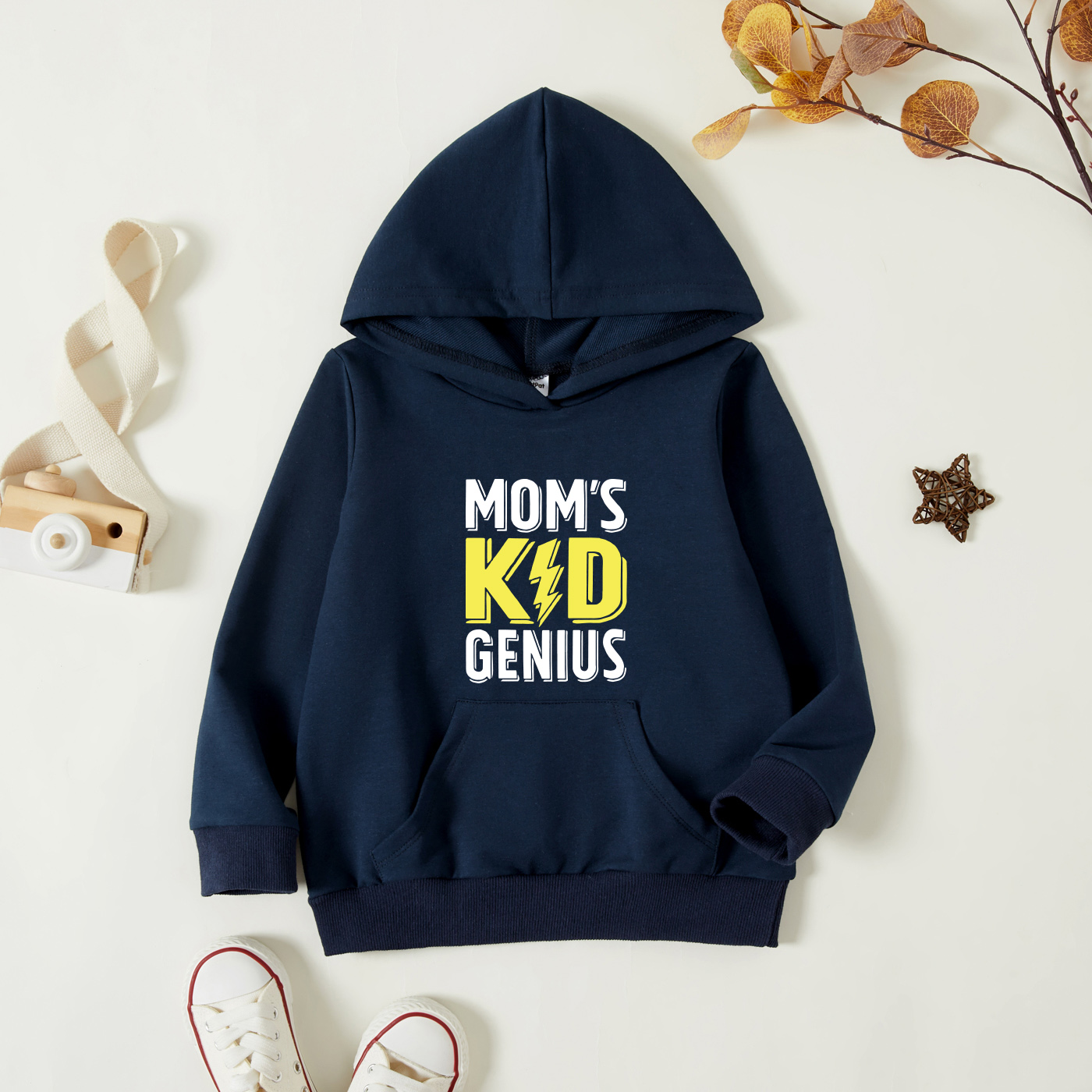 

Toddler Graphic Dark Blue Long-sleeve Hooded Pullover