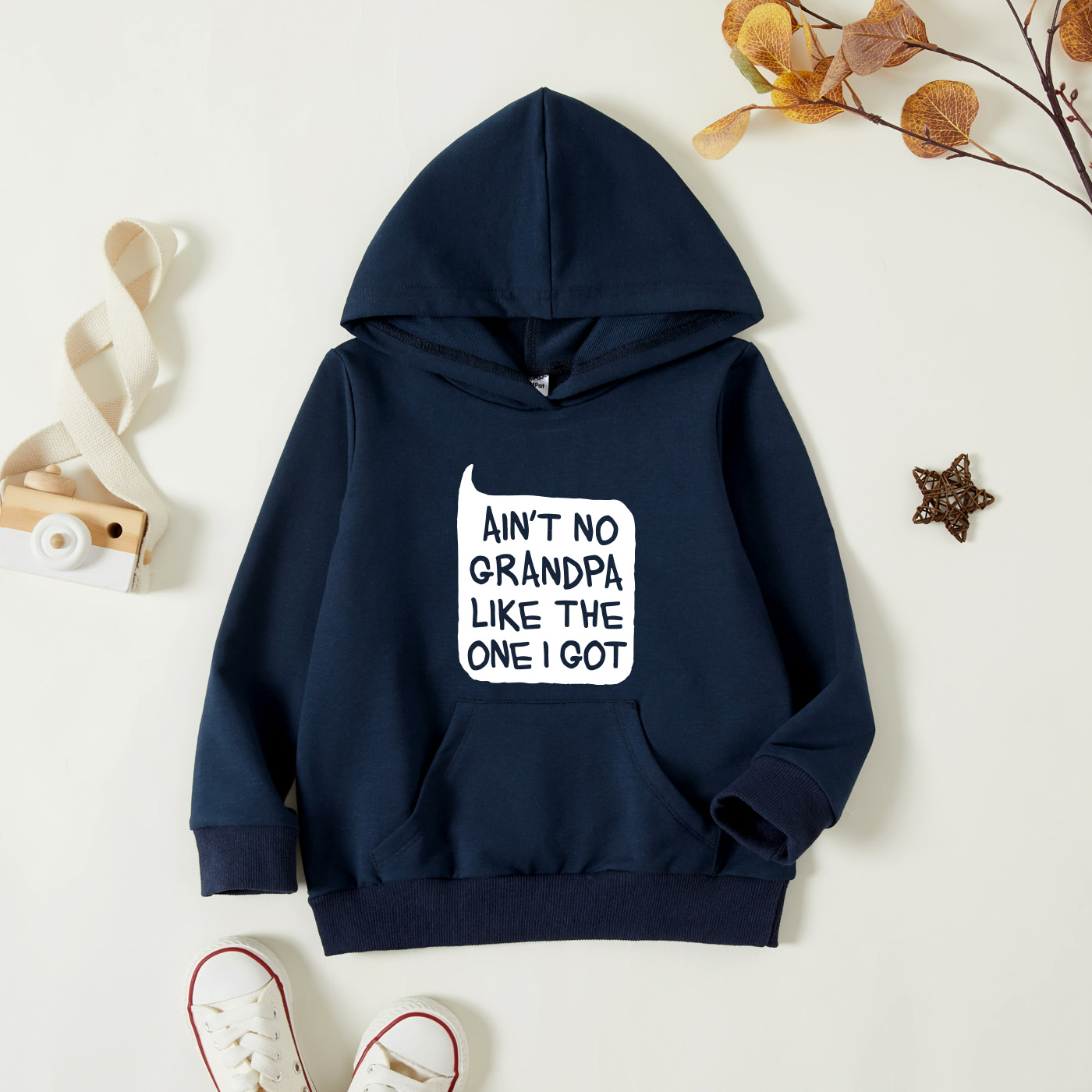 

Toddler Graphic Letter Print Long-sleeve Hooded Pullover